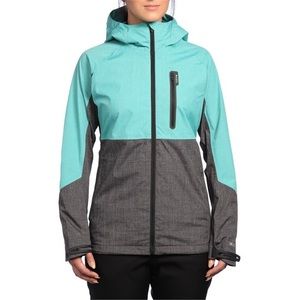 Burton Lightweight Colorblock Windbreaker Jacket Coat Outdoor Gray Teal Medium